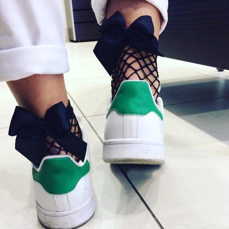 Vớ lưới ECMLN cổ ngắn đính nơ cá tính