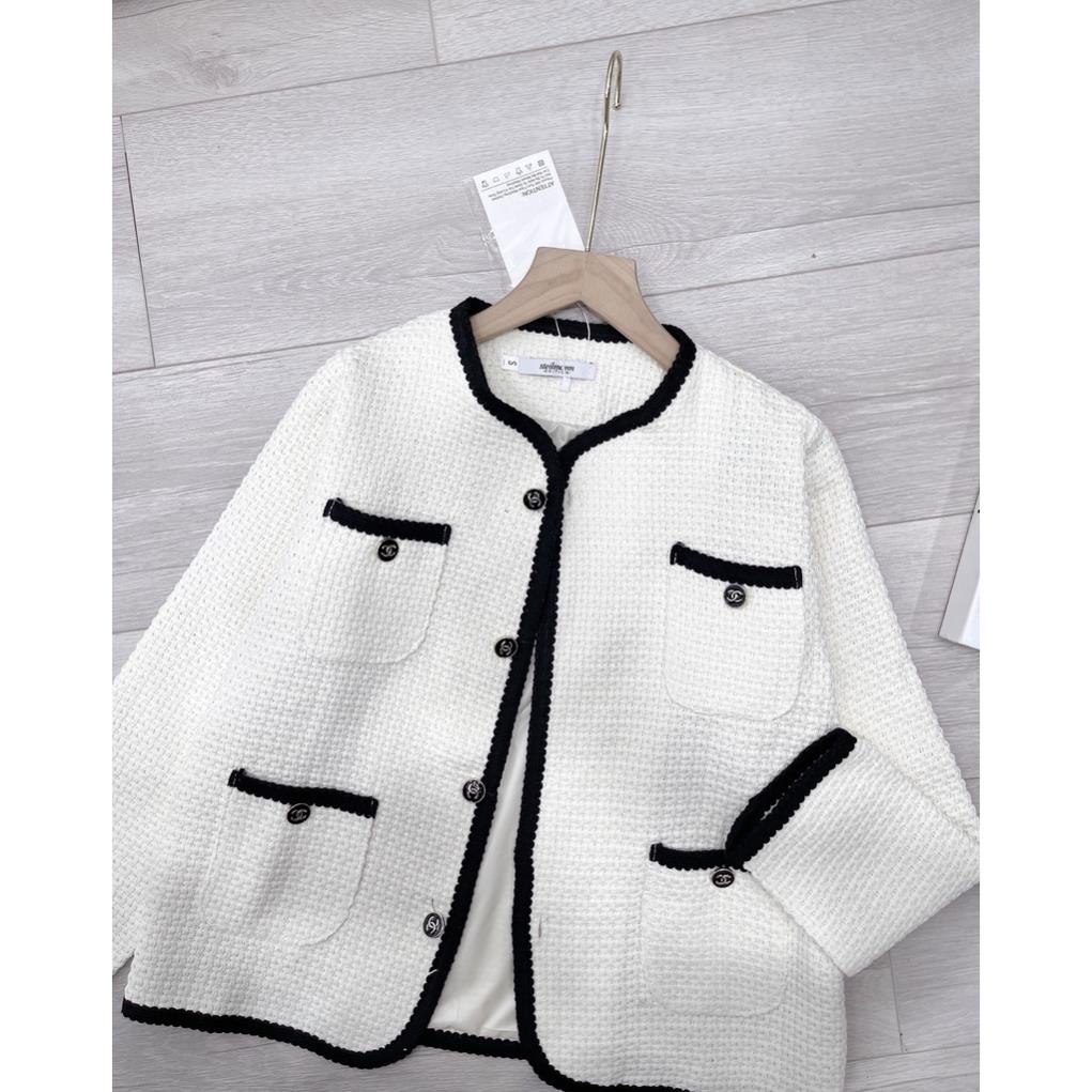 [ 𝐅𝐑𝐄𝐄 𝐒𝐇𝐈𝐏 ] ÁO KHOÁC DẠ TRẮNG CÚC ĐỒNG VIỀN MÍ DÀI TAY