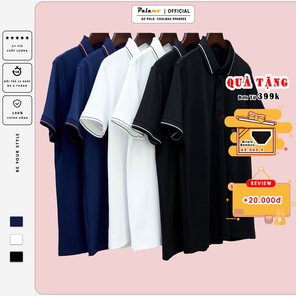 Áo thun polo nam coolmax siêu nhẹ PALAMO chống UV phom regular fit chuẩn bền màu