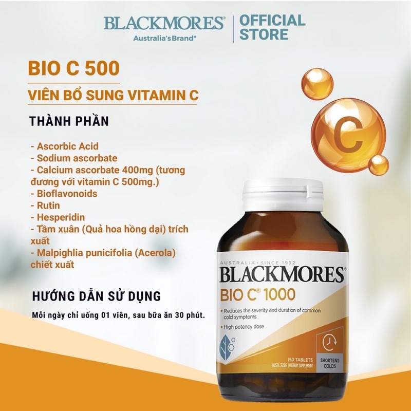 Viên uống bio C bổ sung vitamin C 1000mg lọ 150 viên