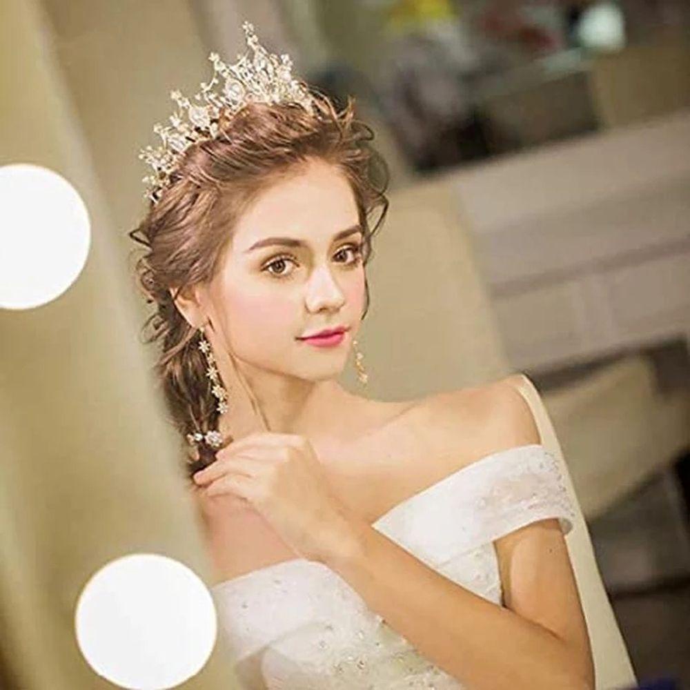 Baroque QQMALL Baroque|Vương Miện Cài Tóc Bằng Hợp Kim Màu Đen Phong Cách Retro|Vương Miện Đội Đầu Kiểu Dáng Dễ Thương Xinh Xắn