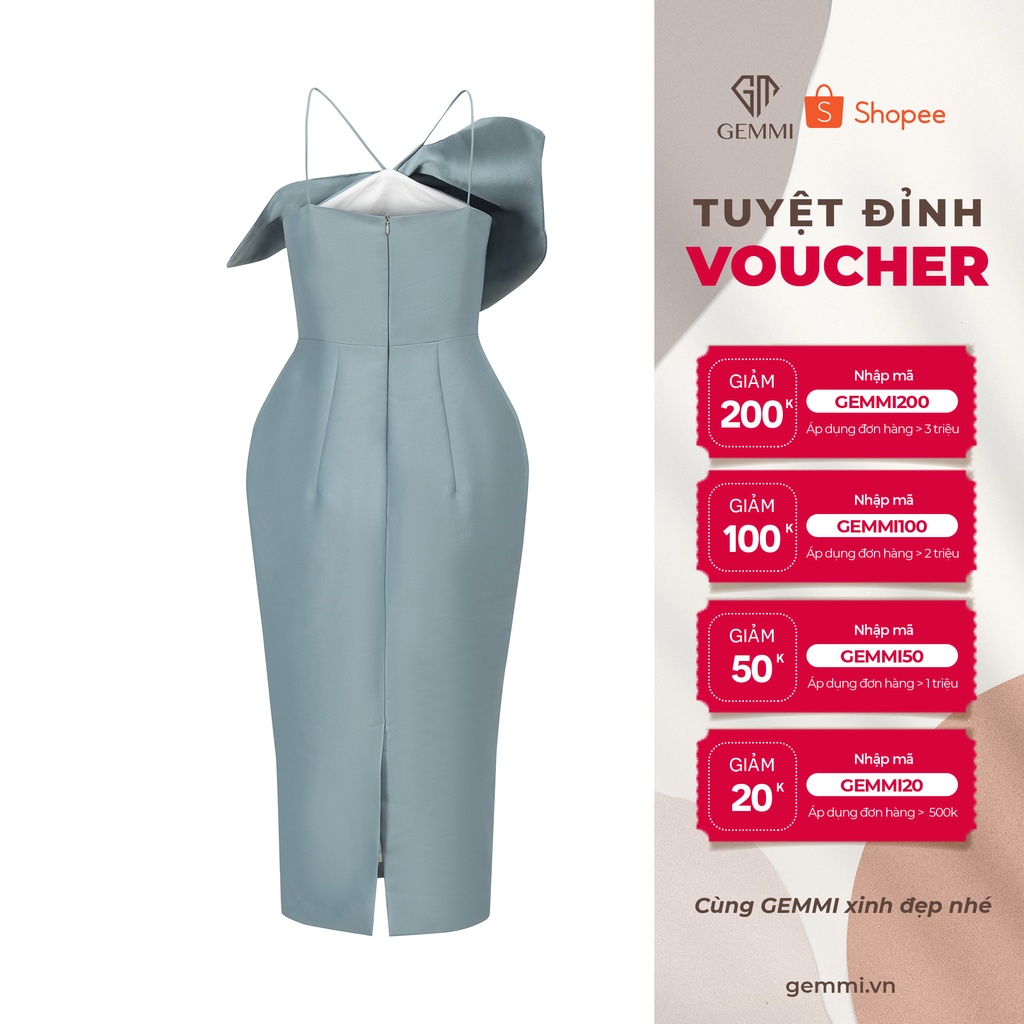 Váy đầm nữ ôm body thiết kế nơ ngực Gemmi fashion, DK8472