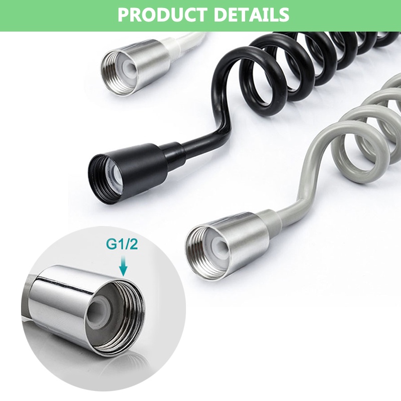 Ống Phun Nước Linh Hoạt Nhiều Màu 1.5/2/3m Cho Bồn Cầu Toilet Màu Trắng/Xám/Đen/Vàng/Xám/Đen