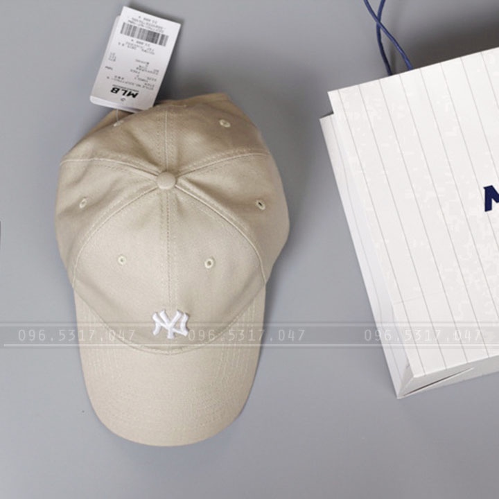 Mũ Nón Lưỡi Trai NY MLB Màu Be Hàng Xuất, Chất Vải Poly Cotton Thắm Hút Mồ Hôi, Khóa MLB -Nón Kết Bóng Chày Màu Kem