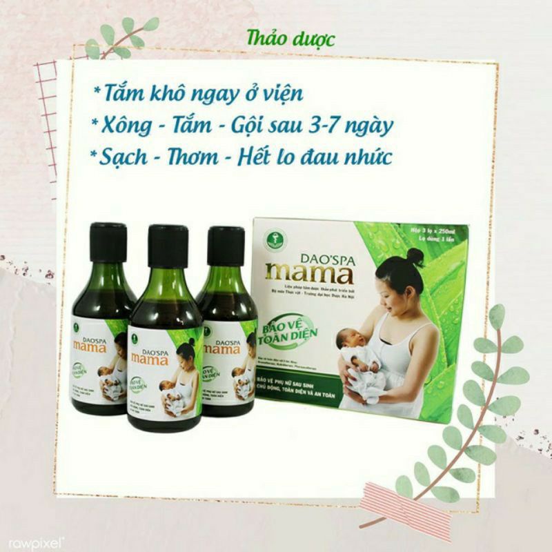 [combo 2 bộ] Nước tắm sau sinh của người dao đỏ Dao Spa Mama (6 chai ×250ml)