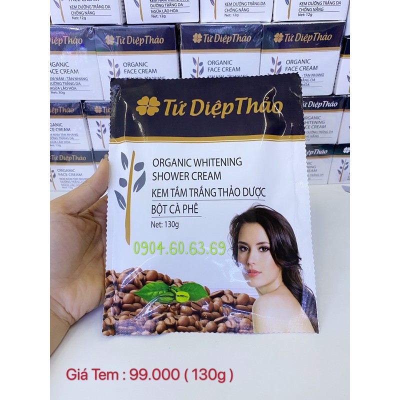 Kem Tắm Trắng Thảo Dược Bột Cà Phê 130g TỨ DIỆP THẢO