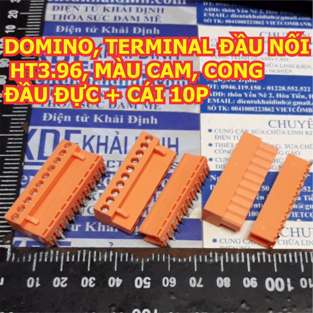 CONNECTOR, DOMINO, ĐẦU NỐI KFHT3.96 HT3.96 3.96MM ĐẦU ĐỰC + CÁI ( cam, chân cong) các loại 2P ~ 12P kde0600