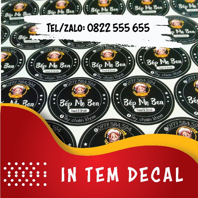 (tờ A3) in Tem logo cán bóng, bế theo yêu cầu A3 - đẹp - nhanh - rẻ