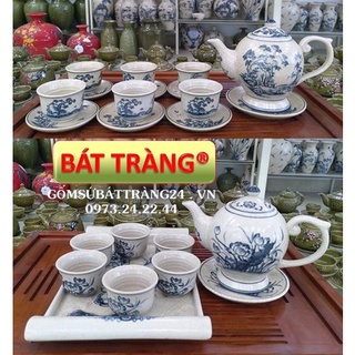 BỘ ẤM TRÀ CAO CẤP ẤM PHA TRÀ BÁT TRÀNG HOA SEN ĐẸP