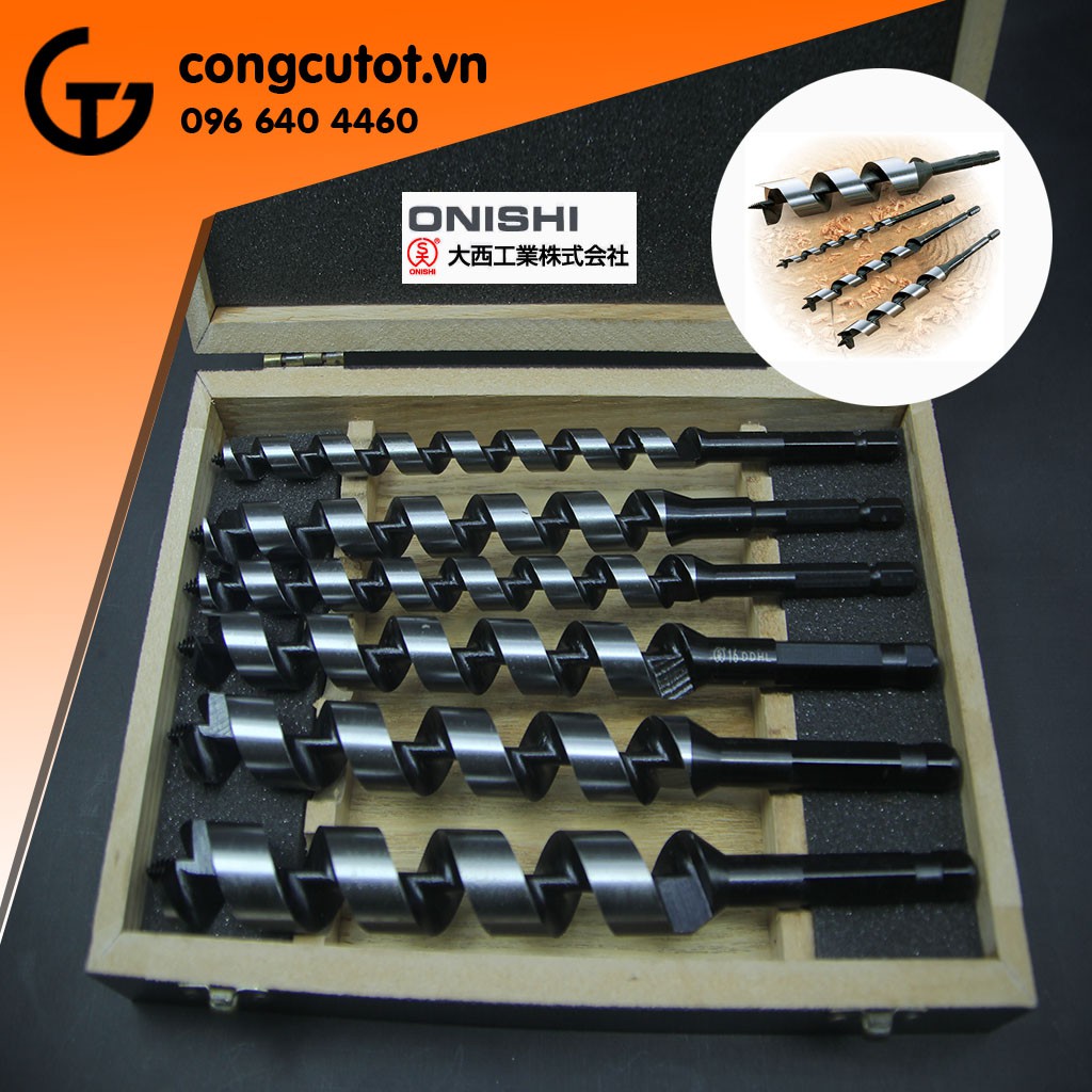 Hộp 6 mũi khoan gỗ xoắn ốc cao cấp chuyên dụng Onishi