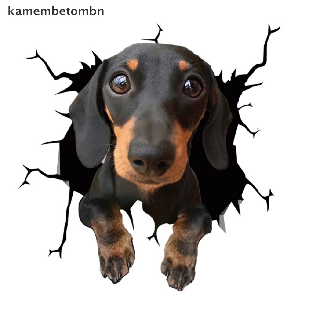 Đề Can Vinyl 3D Hình Cún Con Tĩnh Điện Dán Cửa Sổ Xe Hơi