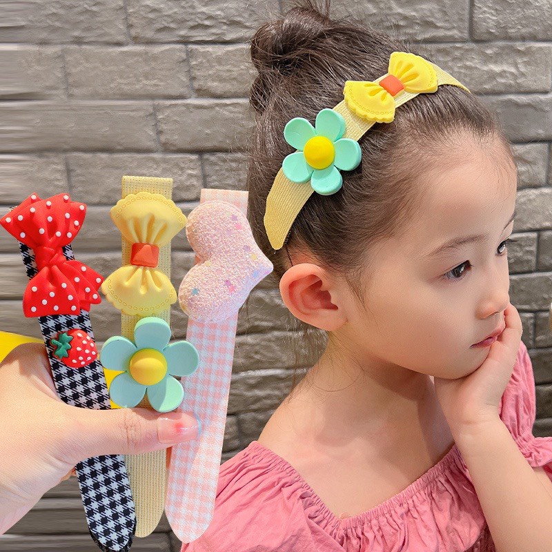 Cài tóc dán hoạt hình phong cách HÀN QUỐC siêu yêu-băng đô bờm tóc cho bé
