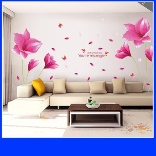 (HCM) Decal dán tường Hoa cánh bướm hồng - MSP: DH067 - decalhcm