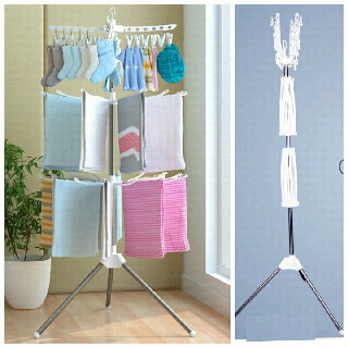 Cây phơi quần áo đa năng cho bé 3 tầng cao cấp,giá phơi đồ 3 tầng,giàn phơi quần áo sơ sinh gấp gọn tiện ích