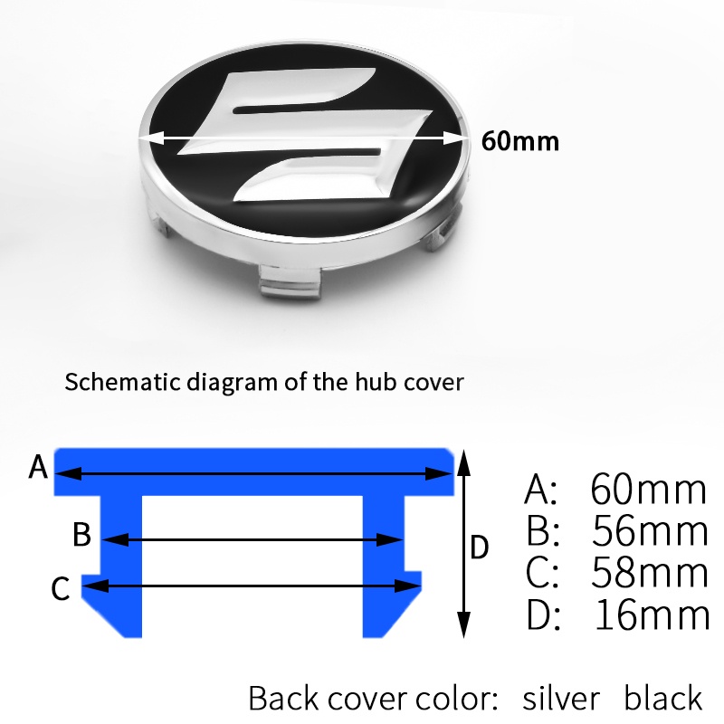 Bộ 4 Nắp Đậy Trục Bánh Xe 60mm Cho suzuki kizashi jimny swift alto grand vitara Spcross