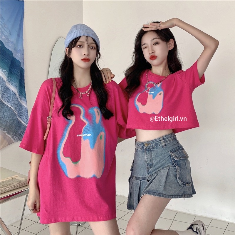 Áo Thun Nữ Tay Ngắn In Hình Thời Trang Hàn Quốc