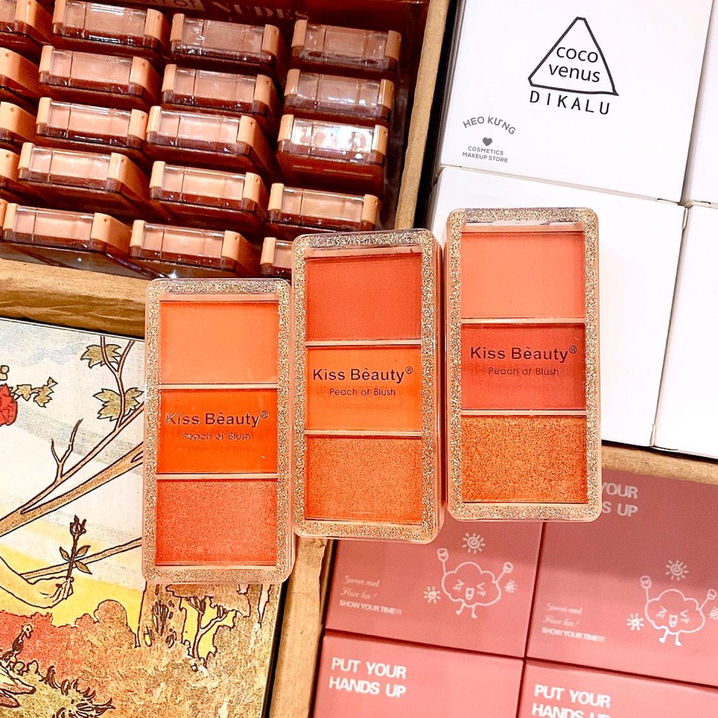 Bảng má hồng Kiss Beauty Peach Of Blush 3 màu