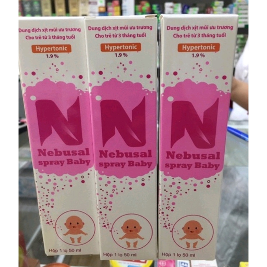 Nebusal spray Baby 1,9%_Dung dịch nước muối biển 1,9% làm sạch mũi, Nghẹt mũi, Sung huyết mũi cho trẻ từ 3 tháng tuổi