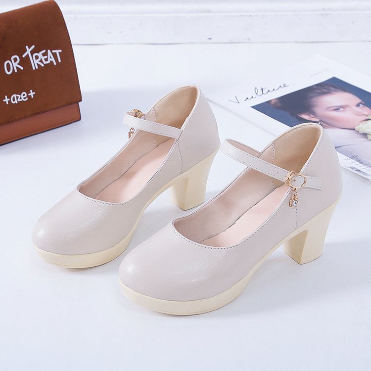 Qiaoyiluo Giày Đế Xuồng Mũi Tròn Ngắn Có Khóa Thời Trang Cho Nữ