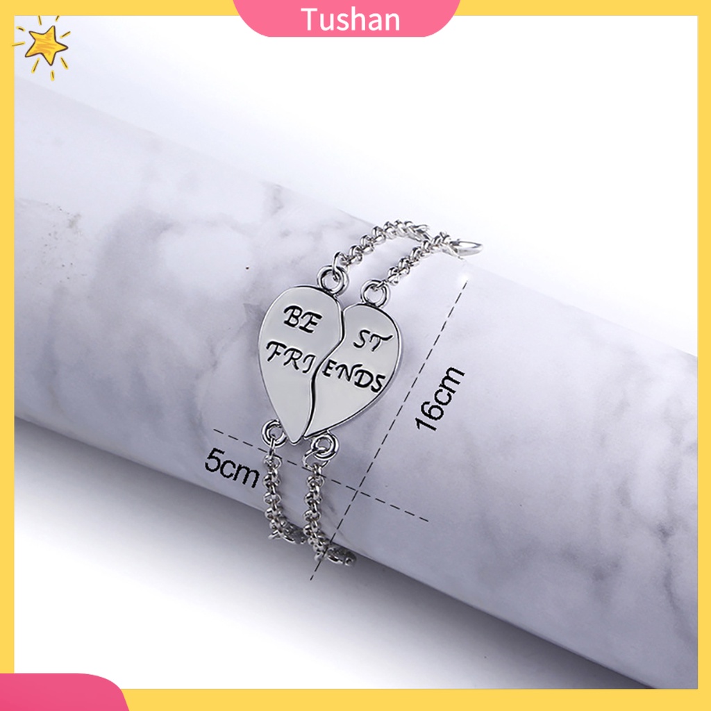 Set 2 vòng tay tình bạn mặt hình trái tim và khắc chữ Best Friends
