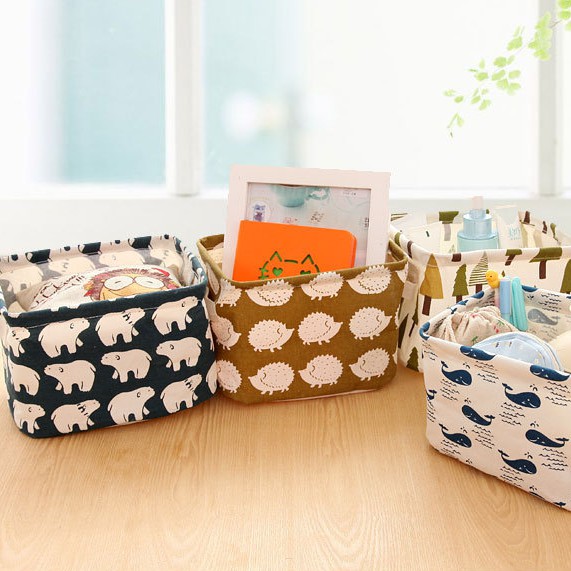 &lt;Video Review&gt; Giỏ Vải Canvas Túi Đựng Đồ Cá Nhân Tài Liệu Giỏ Vải Vintage Chứa Mỹ Phẩm Để Bàn U142