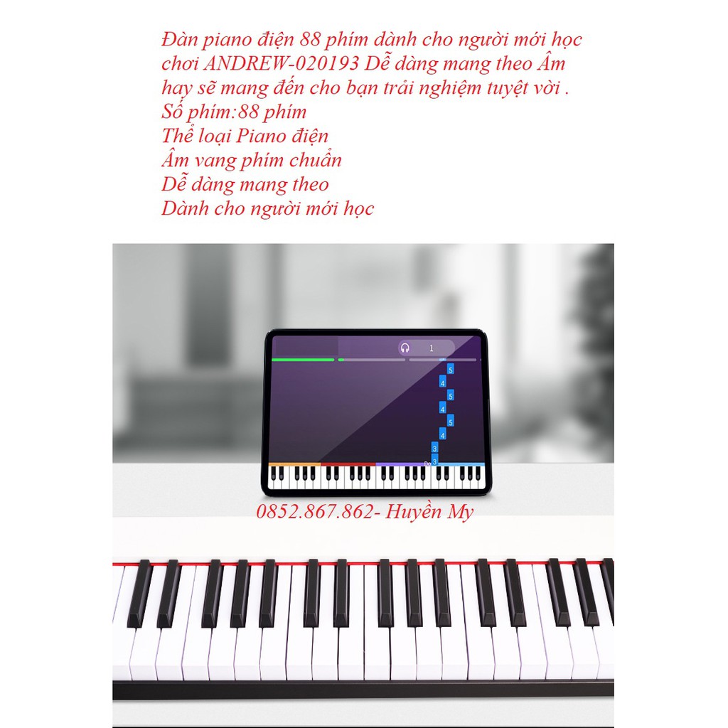Đàn piano điện 88 phím dành cho người mới học chơi ANDREW-020193BXII Dễ dàng mang theo Âm hay