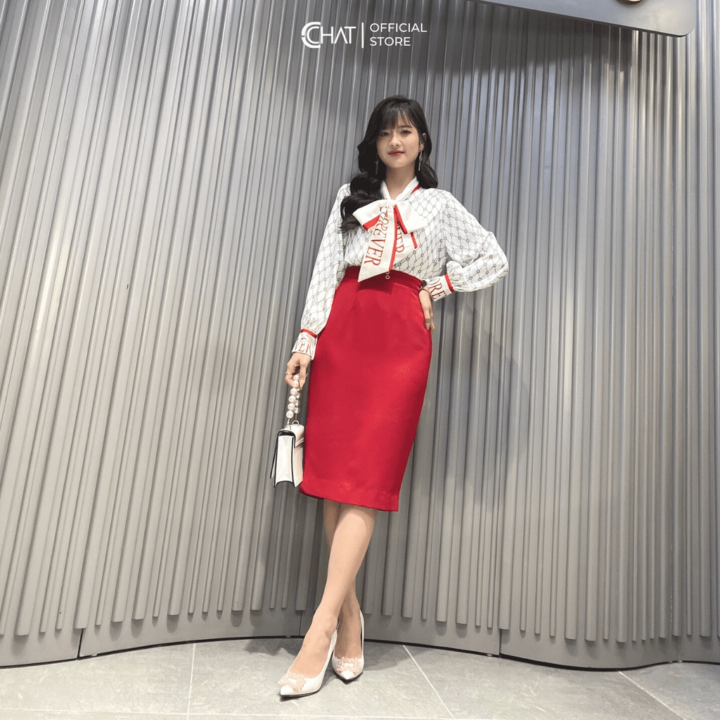Chân váy zip bộ ký giả nhún CChat Clothes 81CDS2005OT