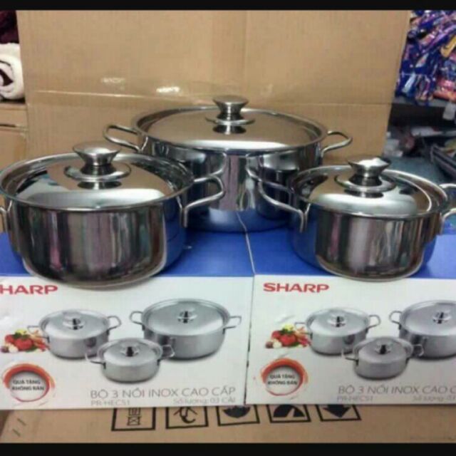 Bộ 3 nồi inox cao cấp Sharp