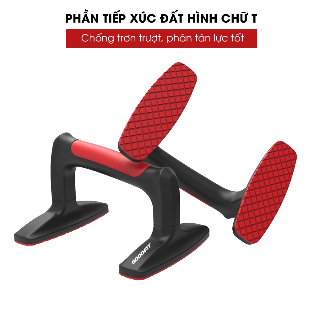 Dụng cụ chống đẩy hít đất tập luyện tại nhà GoodFit để bám chống trượt, chịu lực 300kg GF301PU