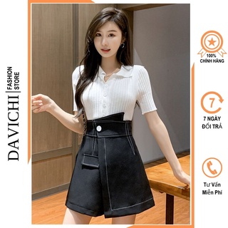 Quần giả váy nữ DAVICHI's quần short giả váy viền chỉ nổi mã SCN
