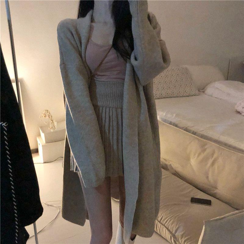 Bộ Áo Khoác cardigan + Chân Váy Yếm Thời Trang Quyến Rũ Cho Nữ