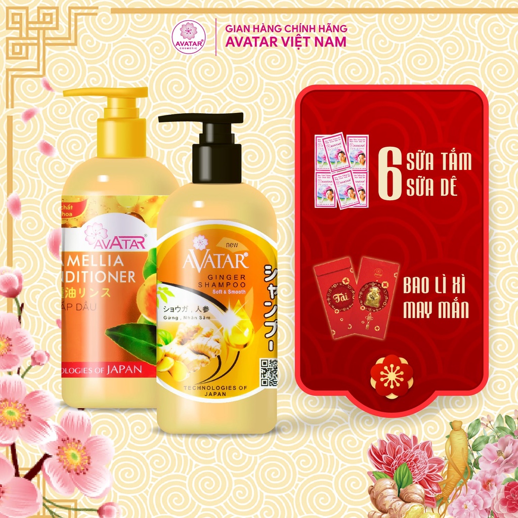 Combo 2 Chai Dầu Gội Gừng Nhân Sâm Và Dầu Xả Tinh Chất Sơn Trà Nuôi Dưỡng Tóc Chắc Khỏe