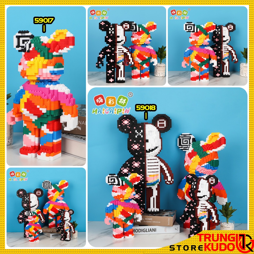 Gấu Bearbrick to mô hình Bearbrick 50cm dạng đồ chơi xếp hình dùng làm quà tặng, đồ decor
