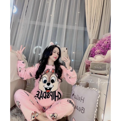 Bộ Ngủ Bông chất Nỉ Lông Siêu Ấm Áp Cute Cho Mùa Đông Lạnh