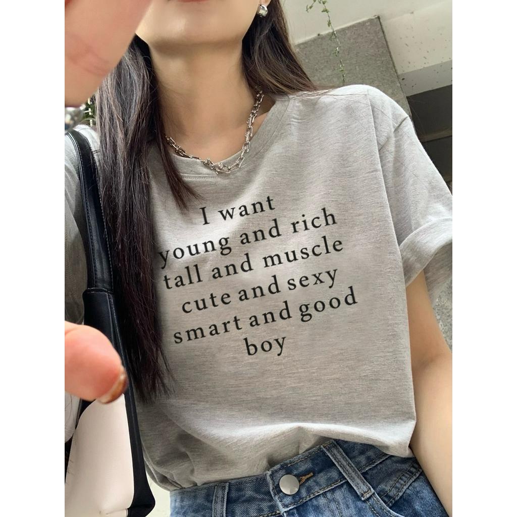 Áo Thun Cotton Tinh Khiết In Chữ Tiếng Anh 62573