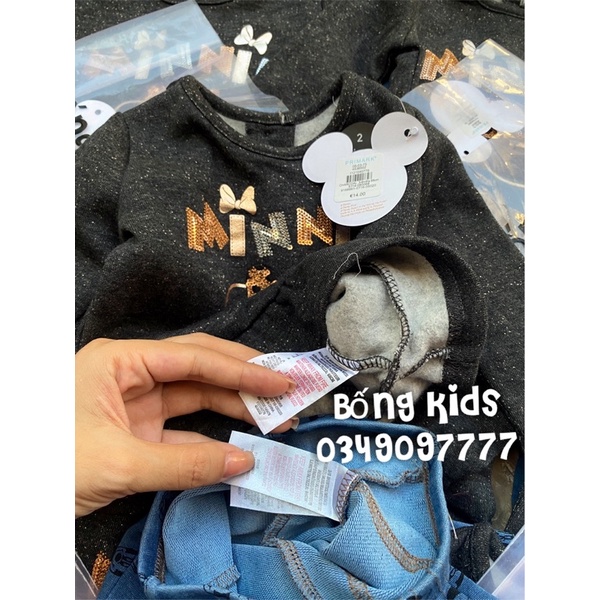 Bộ Nỉ Bé Gái Minnie Xám Tiêu PR