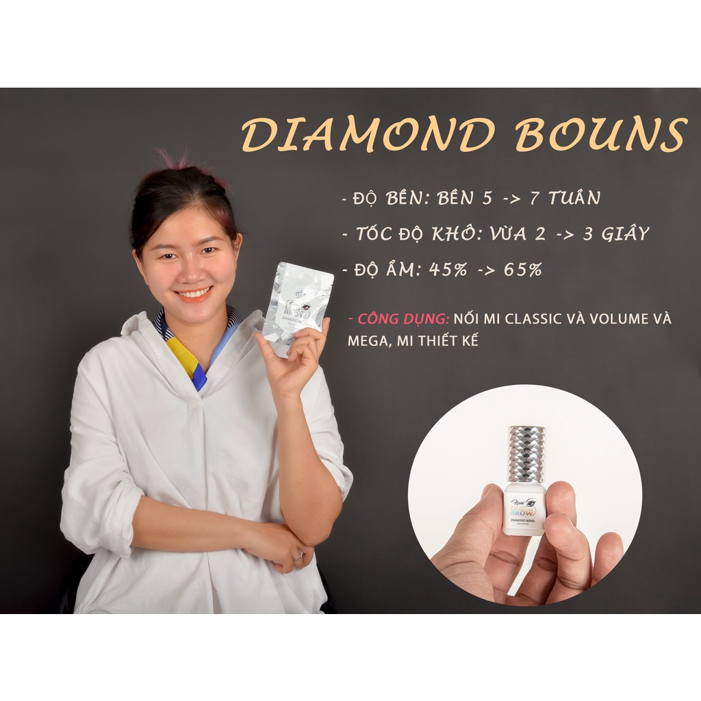 Keo Nối Mi Không Màu Hani Diamond Bond - Màu Trong Suốt Giúp Chân Keo Nhỏ - Khô Vừa, Siêu Bền Không Cay