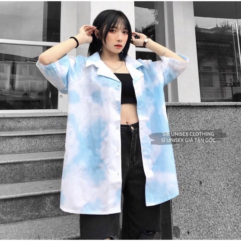 Áo sơ mi unisex SIB Clothing sơ mi loang form rộng SIB018