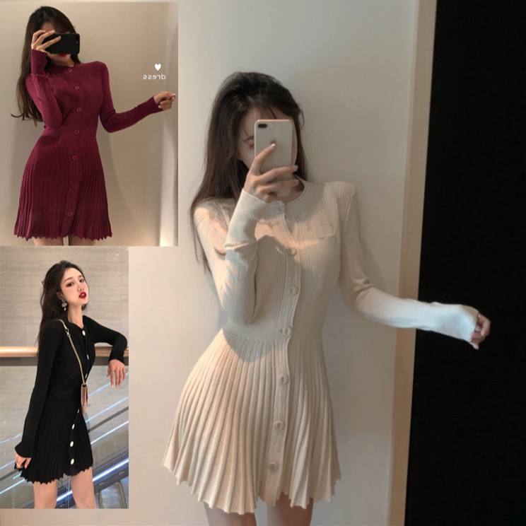 Women's long sleeve dress new style Platycodon grandiflorum small fragrance waist with skirt