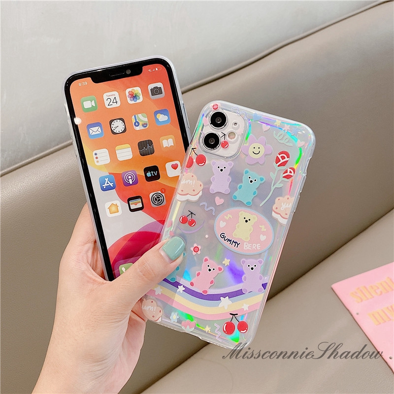 Casing INS Cute Cartoon Bear Soft Silicon Cover IPhone 11 Pro Max IPhone 7 8 6 6s Plus XR X XS MAX SE 2020 iPhone 12 Pro Max 12Mini Laser Case