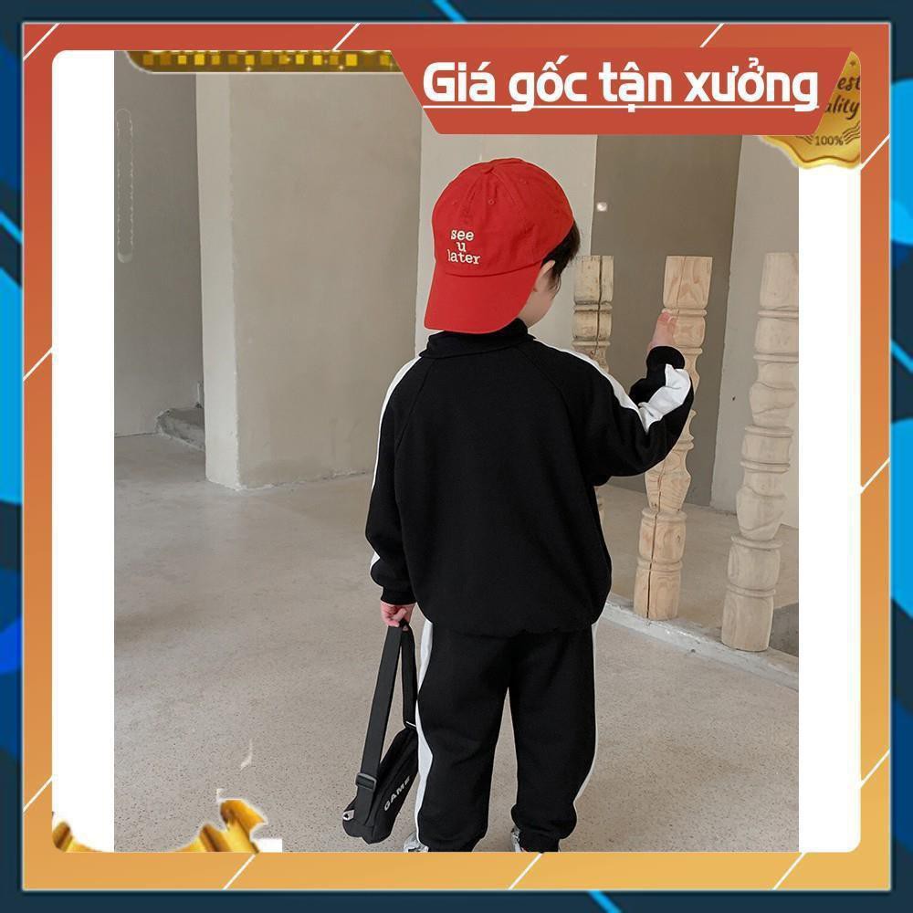 ♥HÀNG XUẤT♥Bộ Nỉ Bông Thu Đông Thể Thao kéo khoá cho bé 7-20kg