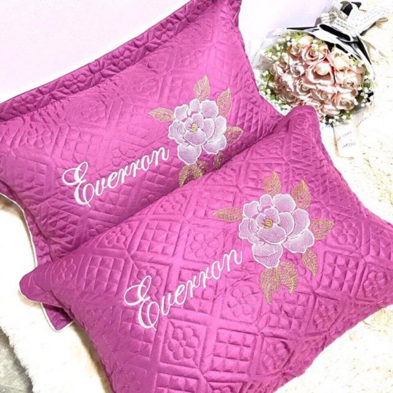 Vỏ Gối Satin Cao Cấp Thêu Hoa Loại To Đẹp 45x65cm