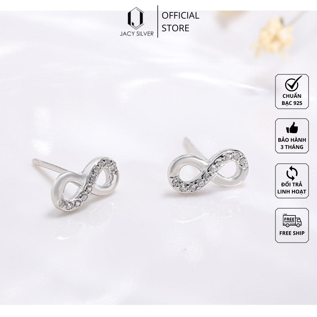 Khuyên Tai Bạc 925 Hình Vô Cực, Bông Tai Bạc Ý Cho Nữ Jacy Silver KT1040