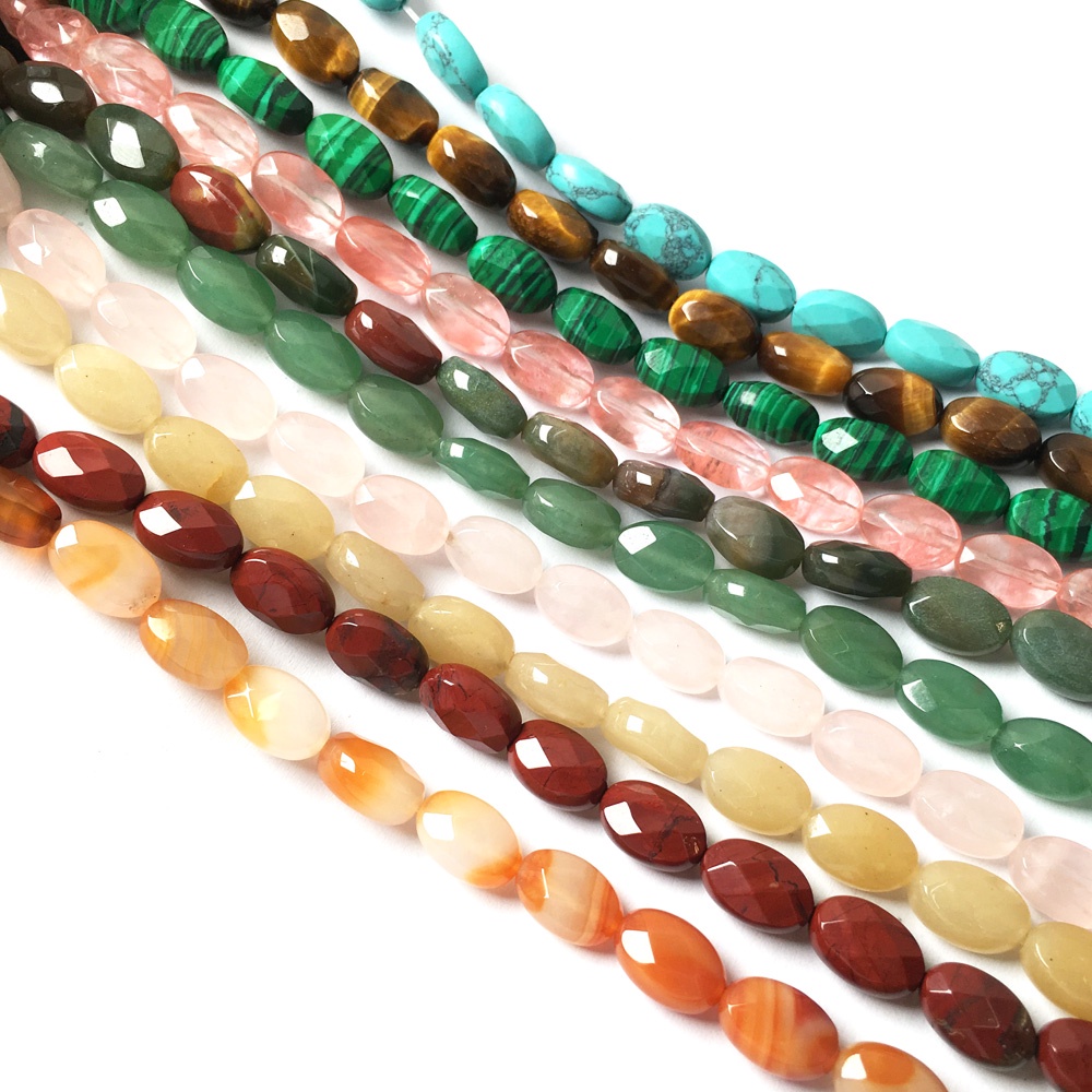 Chuỗi Hạt Đá Oval Tự Nhiên 6 * 8mm Làm Vòng Tay / Vòng cổ DIY