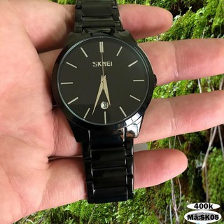 Đồng hồ nam SkMEI đen bóng dây kim loại