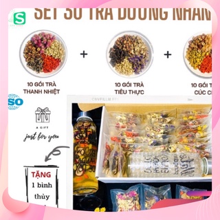 Set 30 gói trà dưỡng nhan - quỳnh dương + tặng bình thủy tinh 500ml