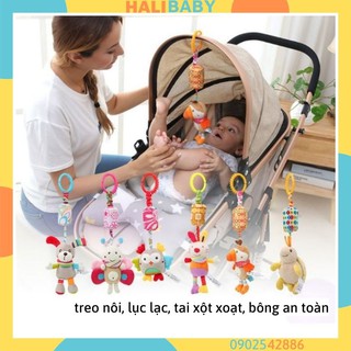 Đồ chơi treo cũi nôi lục lạc thú bông cho bé kích thích thị giác vải an toàn có thể nhai HALIBABY TN15