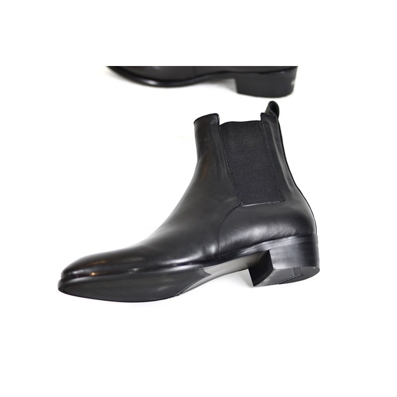 Giày Nam Chelsea boot cổ cao, gót gỗ cao 5cm, Tặng lót tăng chiều cao đệm khí