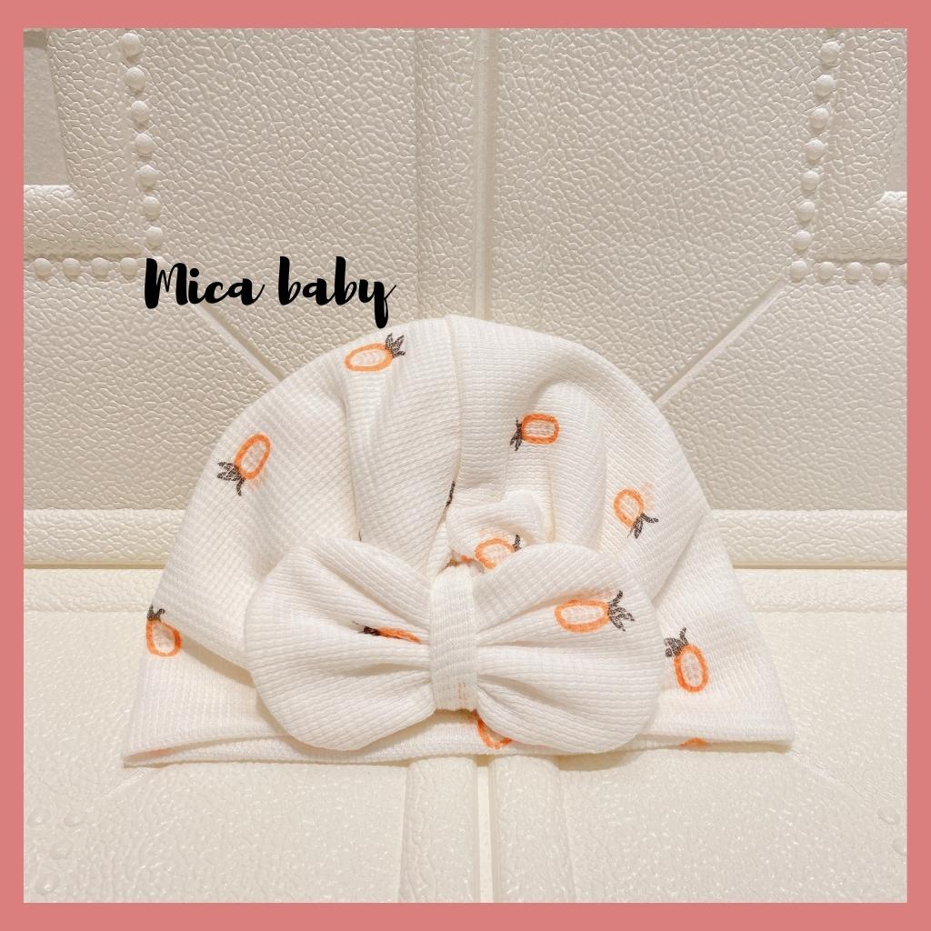 Mũ turban màu trắng kem họa tiết quả dứa xinh xắn cho bé Mica Baby MTB144