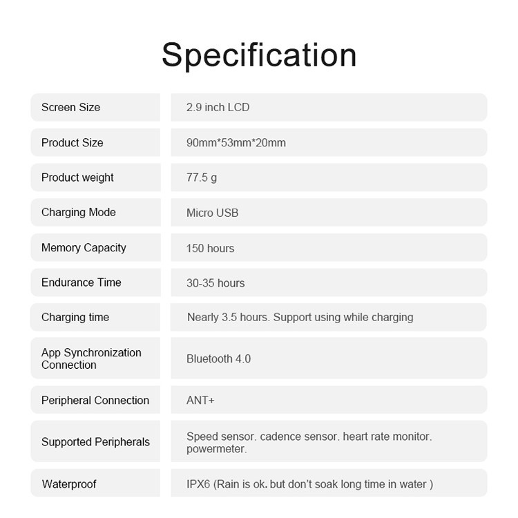 Phụ kiện xe đạp Cycplus M1 / ​​Gps / Máy tính / Đồng hồ tốc độ / Moped Bluetooth 4.0 Ant +